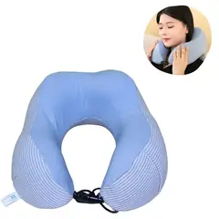 ELMEJORPRECIO - Cojín para Cuello Almohadilla Cervical Ajustable Modelo Rayado Celeste