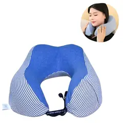 ELMEJORPRECIO - Cojín para Cuello Almohadilla Cervical Ajustable Modelo Rayado Azul