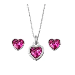 ESIKA - Set Collar + Aretes Passionate Heart Doble baño de plata y cristales