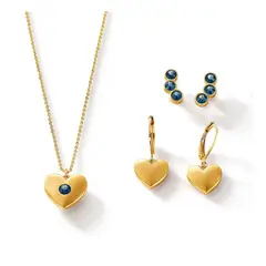 ESIKA - Set Collar + 2 pares de Aretes Passion Blue Baño de Oro