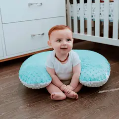 GENERICO - Cojin de lactancia en color celeste agua y blanco