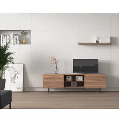 R&R MUEBLES - Mueble de TV Moderno Milo Marrón 2 Puertas