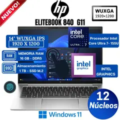 HP - Laptop Elitebook 840 G11, 14” WUXGA Táctil, Core Ultra 7-155U, Ram 16GB, Ssd 1 TB, Win 11 Pro