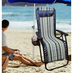 GENERICO - SILLA PLEGABLE GRAVEDAD CERO RECLINABLE PREMIUM CON BANDEJA PORTA VASO PLAYA TERRAZA JARDÍN CAMPING