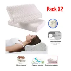 GENERICO - Pack 2 Almohada Ergonómica Viscoelástica Memory Pillow Funda