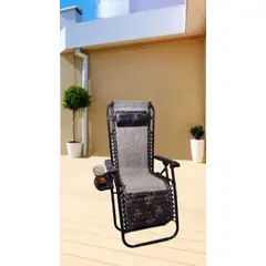 GENERICO - SILLA PLEGABLE GRAVEDAD CERO RECLINABLE PREMIUM CON BANDEJA PORTA VASO PLAYA TERRAZA JARDÍN CAMPING