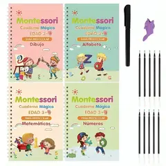 GENERICO - Cuaderno Mágico Set de 4 Libros de Caligrafía Reutilizable