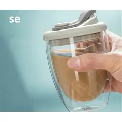 GENERICO - Vaso doble pared con Tapa gris de silicona 350 ml