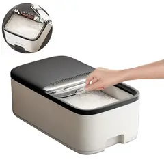 ELMEJORPRECIO - Contenedor de Arroz Multiusos Mr Rice Blanco con Negro