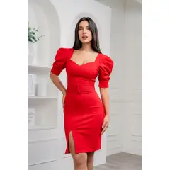 ARMA TU LOOK - VESTIDO DIANA CON CINTURÓN MANGAS ABULLONADAS