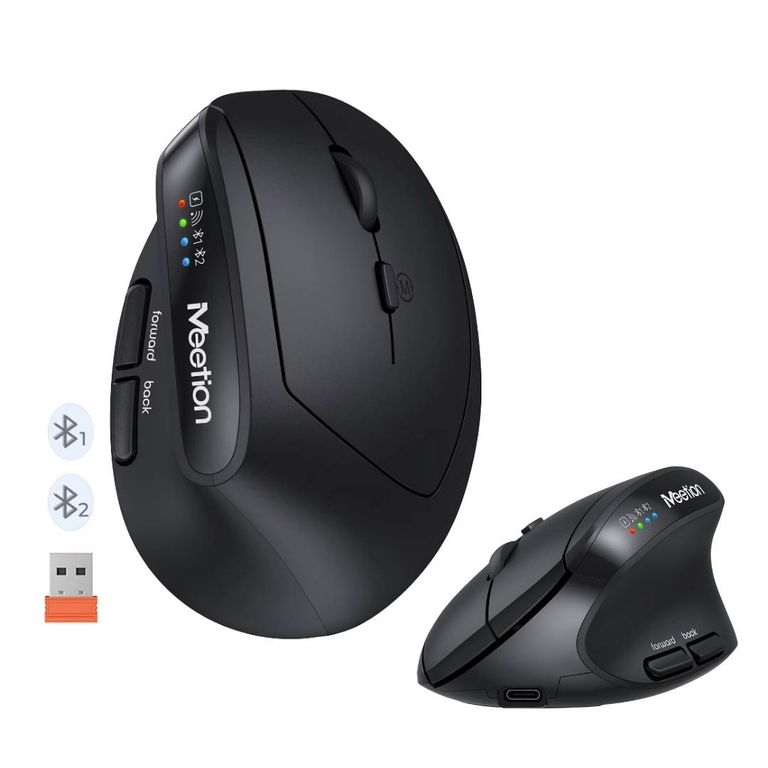 Mouse BT008 Inalámbrico Bluetooth Recargable Ergonómico Negro