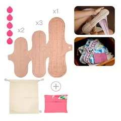 BAMBOO BALANCE - Toalla Higiénica Femenina de Tela - Pack - Flujo Alto - Vicuña