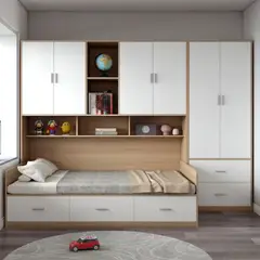 GENERICO - CAMA MULTIFUNCIONAL MELAMINA + ROPERO + ESTANTE FORLI