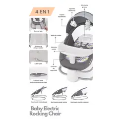 CAM - MECEDORA ELÉCTRICA 4 EN 1 GRIS ROCKING CHAIR
