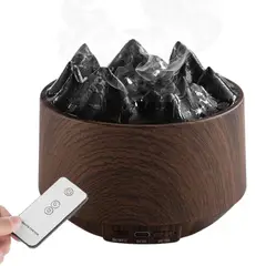 ELMEJORPRECIO - Humidificador Flame Mountain con Luces RGB Marrón Oscuro