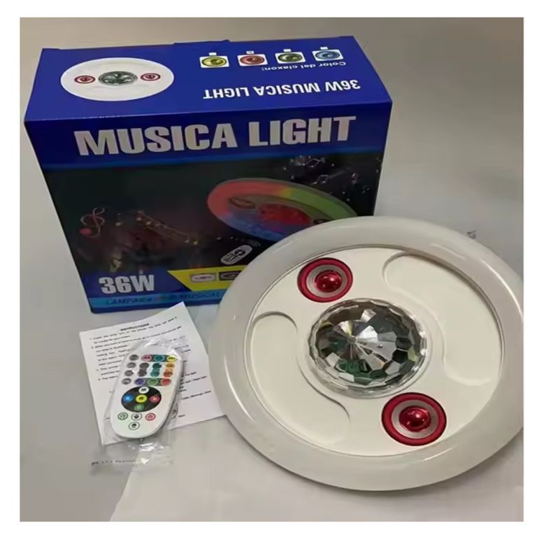 LAMPARA DE TECHO FOCO PARLANTE CON LUZ BLANCA Y RGB .ALTA CALIDAD