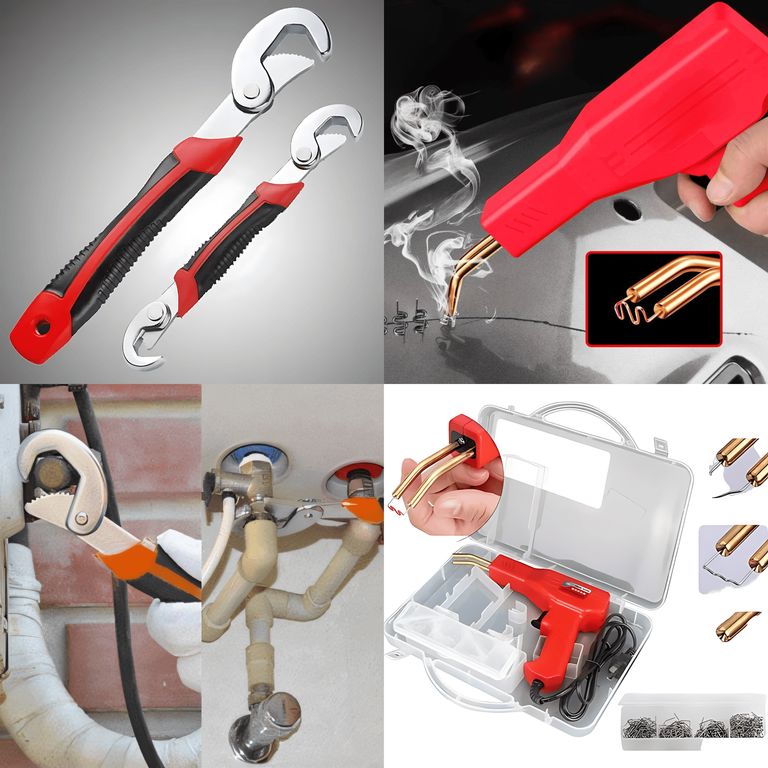 2 Llaves Francesas + Soldador de Plástico – Dúo Versátil
