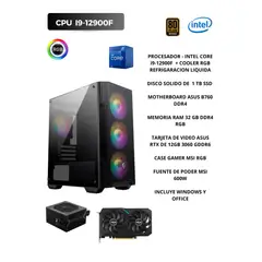 PC GAMER INTEL I9-12900F, RAM 32 GB DDR4 RGB , 1 TB SSD, TARJETA VIDEO RTX 12 GB