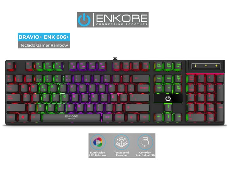 Teclado Gamer BRAVIO+ ENK606+ USB Rainbow