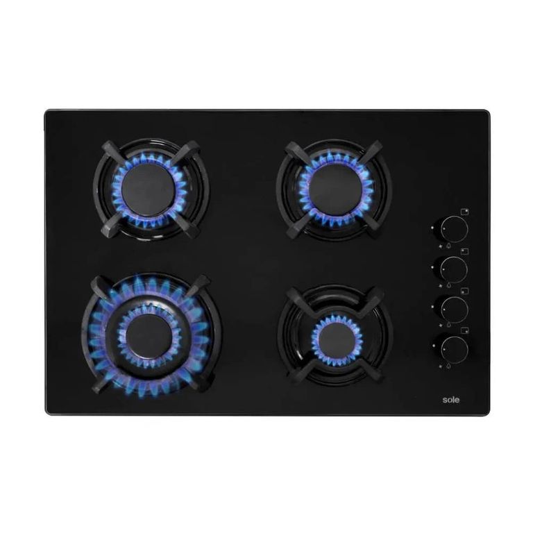 Cocina Empotrable A Gas 4 Hornillas 65Cm Black SOLCO047V3