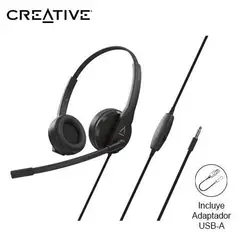 CREATIVE - AURICULARES HS-230 35MMADAPTADOR USB-A 40MM NOISE-CANCELLING MUTE BLACK