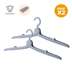 KELLER - Pack x2 Gancho Colgador de Ropa Plegable Plomo AJ9