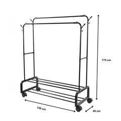 GENERICO - Colgador Perchero Organizador de Ropa con Doble Barra 175x120x46cm - Blanco - M