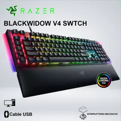 RAZER - TECLADO GAMER BLACKWIDOW V4 SWTCH GREEN HYPERPOLLIN RGB TECLA ABS