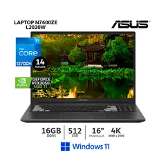 ASUS - Laptop N7600ZE-L2020W I7-12700H16Gb RAM 512Gb SSD VIDEO RTX-3050TI 4GBPANTALLA 16 WQUXGA - CSI