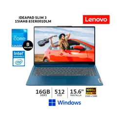 LENOVO - Laptop IdeaPad Slim 3 Intel Core i5 12°Gen16GB RAM 512GB SSD 156” FHD Wind 83ER001DLM - CSI