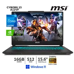 MSI - Laptop Cyborg 15 A12VF, I5 12650H,16Gb Ram,512Gb SSD,RTX 4060 8Gb,15.6" FHD, Win11 - CSI