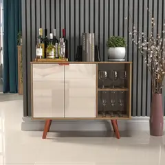 R&R MUEBLES - Aparador Moderno Kasamatsu Blanco y Marrón