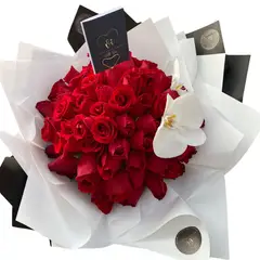 GENERICO - Ramo de 80 rosas + Orquidea - Ramo de Flores