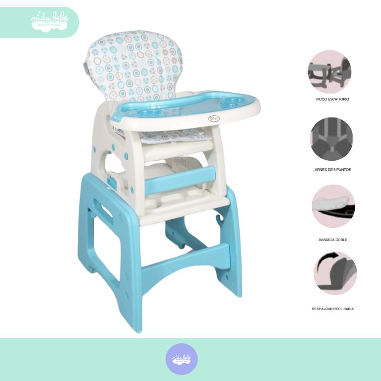 Silla De Comer convertible en Carpeta color celeste