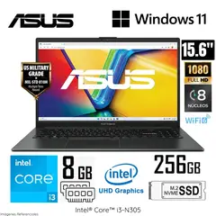 ASUS - Laptop VivaBook Go 15 E1504GA-NJ006W Intel Core i3-N305 8GB RAM 256GB 15.6" FHD Windows 11 Home