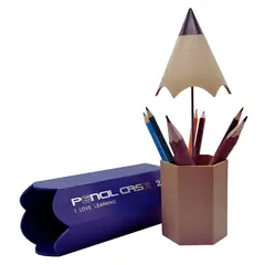 ELMEJORPRECIO - Organizador Para Plumones Lapiceros Modelo Lápiz Azul