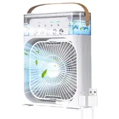 GENERICO - Ventilador De Escritorio y Humificador Con Luz Led 3 En 1 Blanco