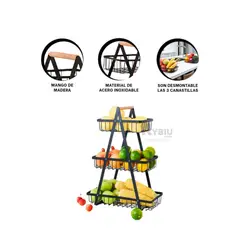 GENERICO - CESTA PARA FRUTA Y VERDURAS 2 NIVELES PREMIUM