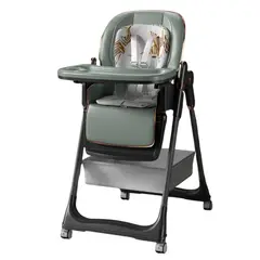 GENERICO - Silla de comer negro/verde multi altura hasta 50 kilos multifuncional