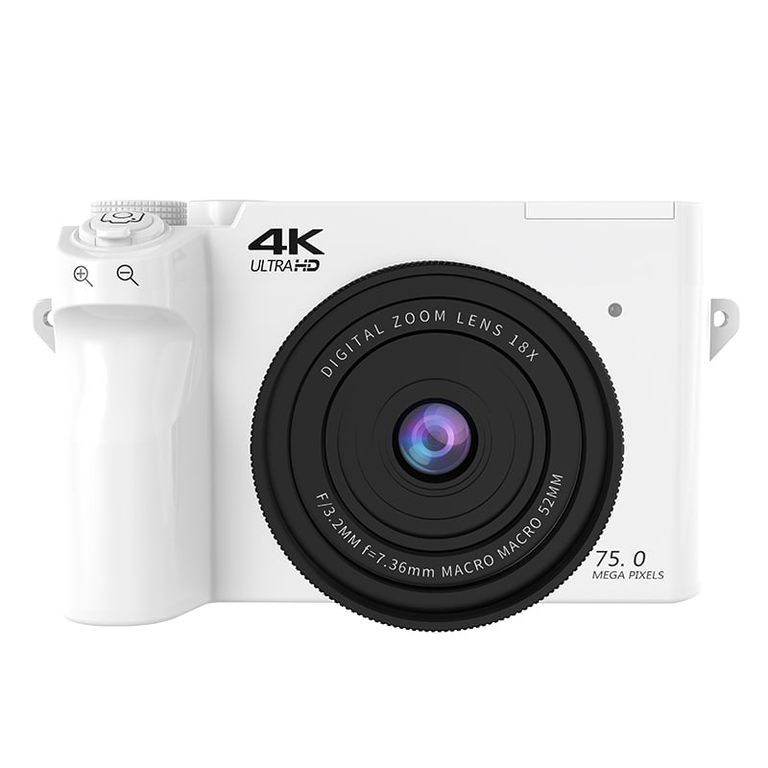 Cámaras Digitales 4K 75MP WiFi Blanca + 64GB-Zoom digital 18X Webcam