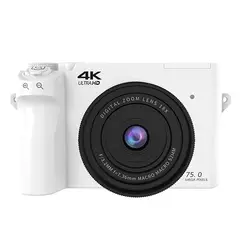 RENVMEXY - Cámaras Digitales 4K 75MP WiFi Blanca + 64GB-Zoom digital 18X Webcam