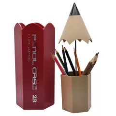 ELMEJORPRECIO - Organizador Para Plumones Lapiceros Modelo Lápiz Rojo