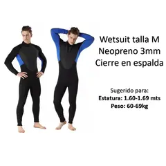 GENERICO - Wetsuit M Neopreno 3mm Negro Azul Cierre Espalda