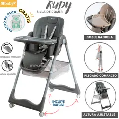 EBABY - Silla de comer Plegable Rudy Plomo