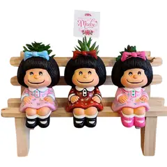 GENERICO - Regalo Maceta Mafaldas Pintadas a Mano + Banquita