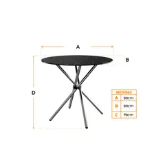OFIDEAS - Mesa de Comedor Nodos 90 Cm Vidrio Marmoleada