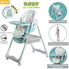 EBABY - Silla de comer Plegable extra acolchado Roxy Verde