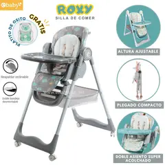 EBABY - Silla de comer Plegable extra acolchado Roxy Gris