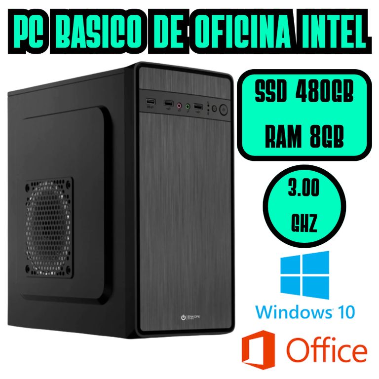 COMPUTADORA BASICA DE OFICINA 3GHZ SSD 500GB RAM 8GB