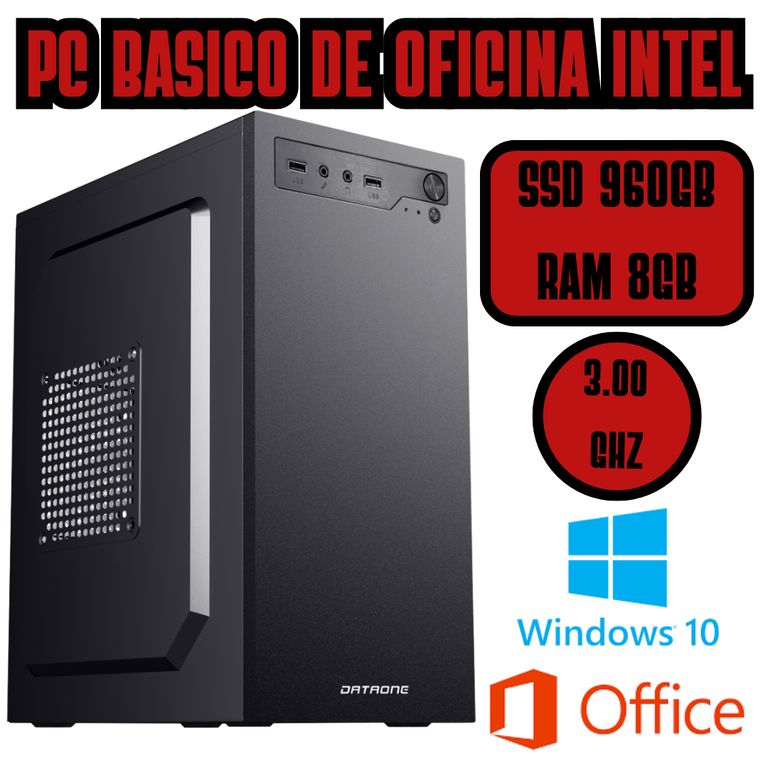 COMPUTADORA BASICA DE OFICINA 3GHZ SSD 960GB RAM 8GB
